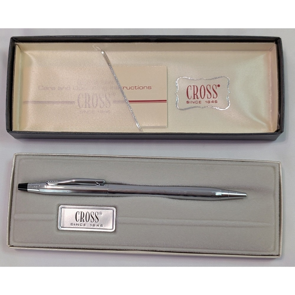 Cross Ballpoint Pen Unisex OS Chrome Excellent Century 3502 Silver Twist USA